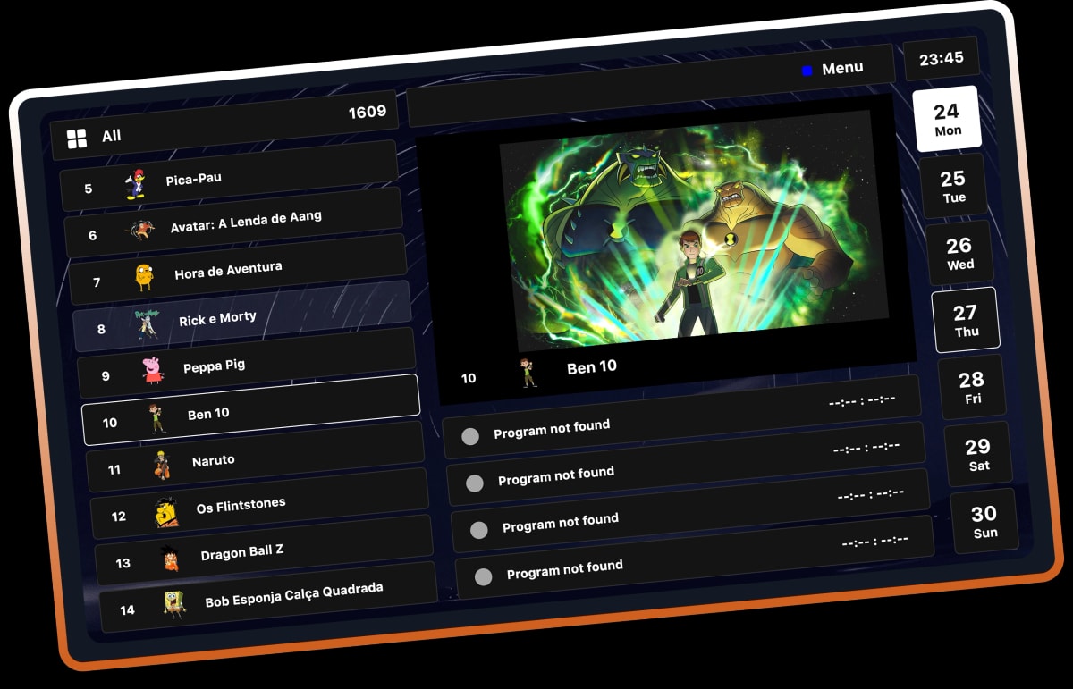IPTV OTT player channel guide